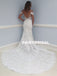 Mermaid Lace V-Neck Wedding Dress, V-Back Tulle Wedding Dress, D748