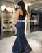 Satin Mermaid Backless Prom Dress, Charming Beaded Prom Dress, D771