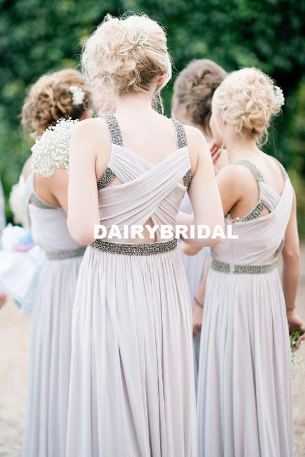 Long A-Line Chiffon Bridesmaid Dress, Sleeveless Beaded Bridesmaid Dre Dairy Bridal Long A-Line Chiffon Bridesmaid Dress, Sleeveless Beaded Bridesmaid Dre Dairy Bridal