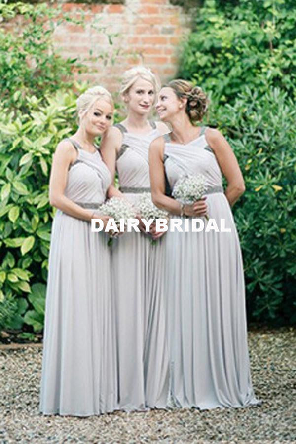 Long A-Line Chiffon Bridesmaid Dress, Sleeveless Beaded Bridesmaid Dre Dairy Bridal Long A-Line Chiffon Bridesmaid Dress, Sleeveless Beaded Bridesmaid Dre Dairy Bridal