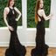 Sexy Black Lace Prom Dress, Beaded Open-Back Mermaid Prom Dress, D836