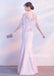 Jewel Neckline Prom Dress, Satin Prom Dress, Tulle Prom Dress, Mermaid Prom Dress, Elegant Prom Dress, Applique Prom Dress, DA855