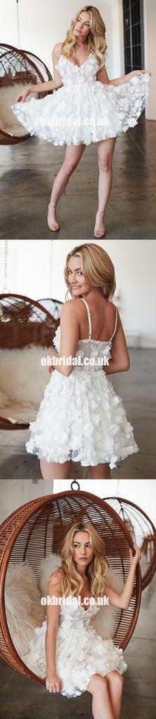 Charming White Lace Homecoming Dress, A-Line Backless Cheap Homecoming Dress, D899