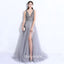 V-Neck Prom Dress, Tulle Prom Dress, Beading Prom Dress, A-Line Prom Dress, Split Prom Dress, V-Back Prom Dress, DA906