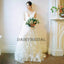 Tulle Wedding Dress,  Applique Wedding Dress, Deep V-Neck Bridal Dress, Sleeveless Wedding Dress, Sexy Wedding Dress, DA948