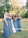 Mismatched Tulle Bridesmaid Dress, Simple A-Line Sleeveless Bridesmaid Dress, D971
