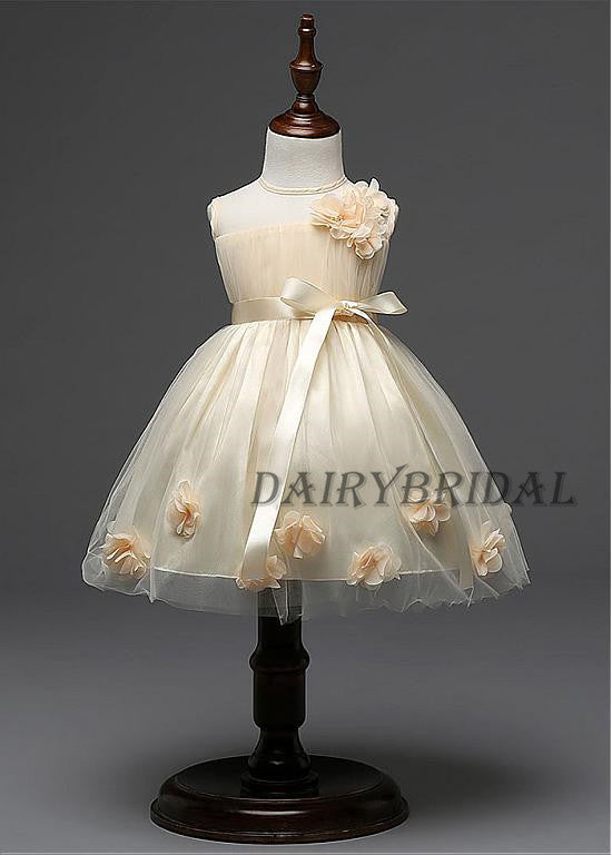 Tulle Flower Girl Dresses with Hand-Made Flower, Cheap Lovely Little Girl Dresses,  DA983