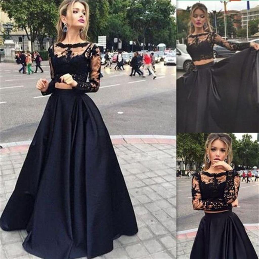 Long Prom Dress, Black Prom Dress, Prom Dress With Lace, Long Sleeve Prom Dress, Elegant Prom Dress, Custom Prom Dress, Party Dresses, Evening Dresses,PD0045