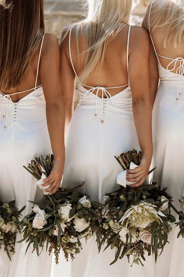 White Spaghetti Straps Mermaid Slit Backless Straight Neckline Cheap B Dairy Bridal White Spaghetti Straps Mermaid Slit Backless Straight Neckline Cheap B Dairy Bridal