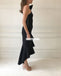 Black One Shoulder High-Low Jersey Backless Bridesmaid Dress, FC2246