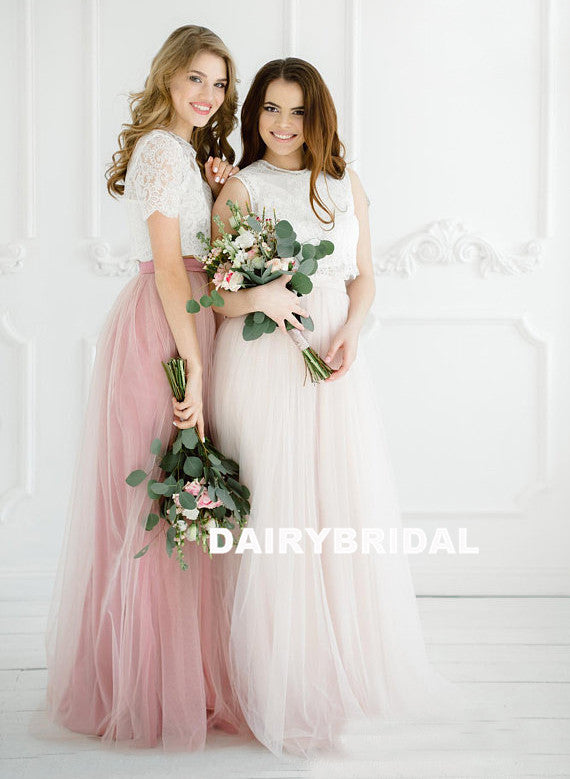 New Arrival Two Pieces Tulle A-Line Lace Top Cheap Honest Bridesmaid D Dairy Bridal New Arrival Two Pieces Tulle A-Line Lace Top Cheap Honest Bridesmaid D Dairy Bridal