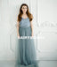 Charming Spaghetti Straps Two Pieces Tulle A-Line Backless Bridesmaid Dress, D1180
