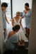 Short Jersey V-Back Knee-Length Cheap Sheath New Arrival Bridesmaid Dress, D1373