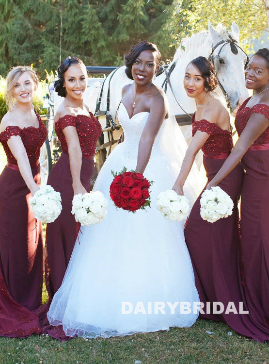 Off Shoulder Beaded Bridesmaid Dress, Backless Sequin Mermaid Bridesma Dairy Bridal Off Shoulder Beaded Bridesmaid Dress, Backless Sequin Mermaid Bridesma Dairy Bridal