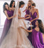 Mismatched Purple Chiffon A-Line Stunning Bridesmaid Dress, FC4583