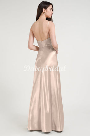 Fashion Mermaid Spaghetti Straps Sexy Slit Long Bridesmaid Dress, FC5132