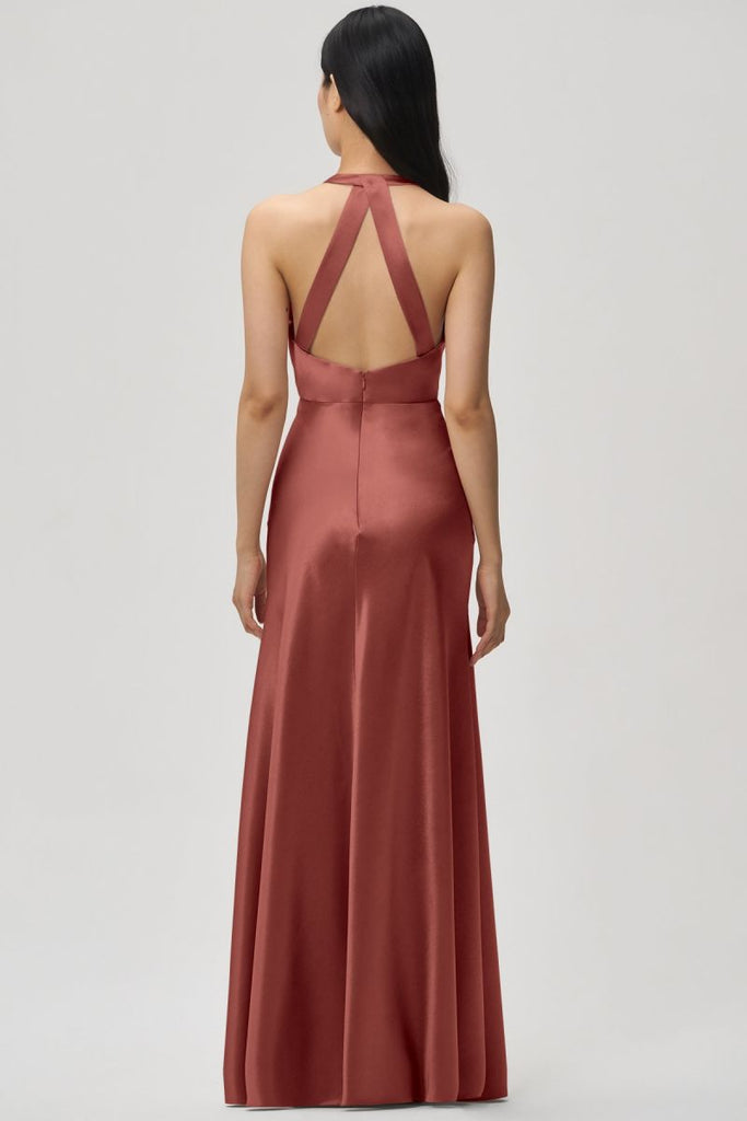 Honest A-line Deep V-neck Open-Back Bridesmaid Dress, FC5133