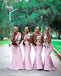 Gorgeous Mermaid One Shoulder Pink Appliques Long Bridesmaid Dress, FC5925