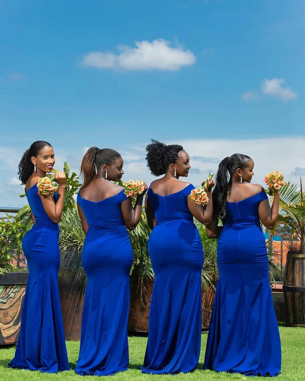 Stunning Royal Blue Off Shoulder Mermaid Floor-length Bridesmaid Dress Dairy Bridal Stunning Royal Blue Off Shoulder Mermaid Floor-length Bridesmaid Dress Dairy Bridal