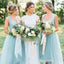 Unique High-Low Tulle A-Line Sleeveless Zip Up Bridesmaid Dresses, D945
