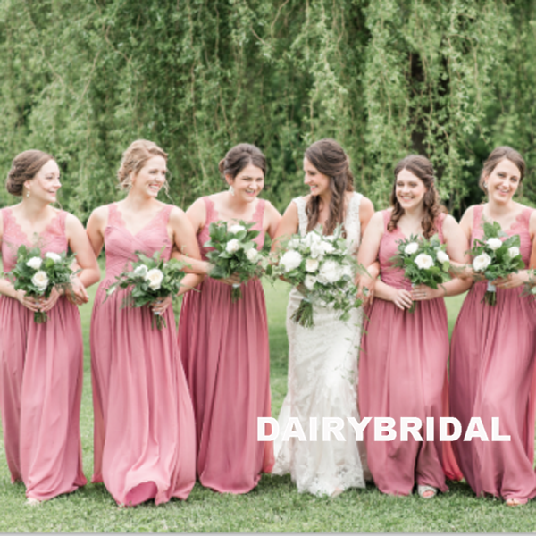 Cheap Chiffon V-Neck Bridesmaid Dress, Lace V-Back Floor-Length Brides Dairy Bridal Cheap Chiffon V-Neck Bridesmaid Dress, Lace V-Back Floor-Length Brides Dairy Bridal