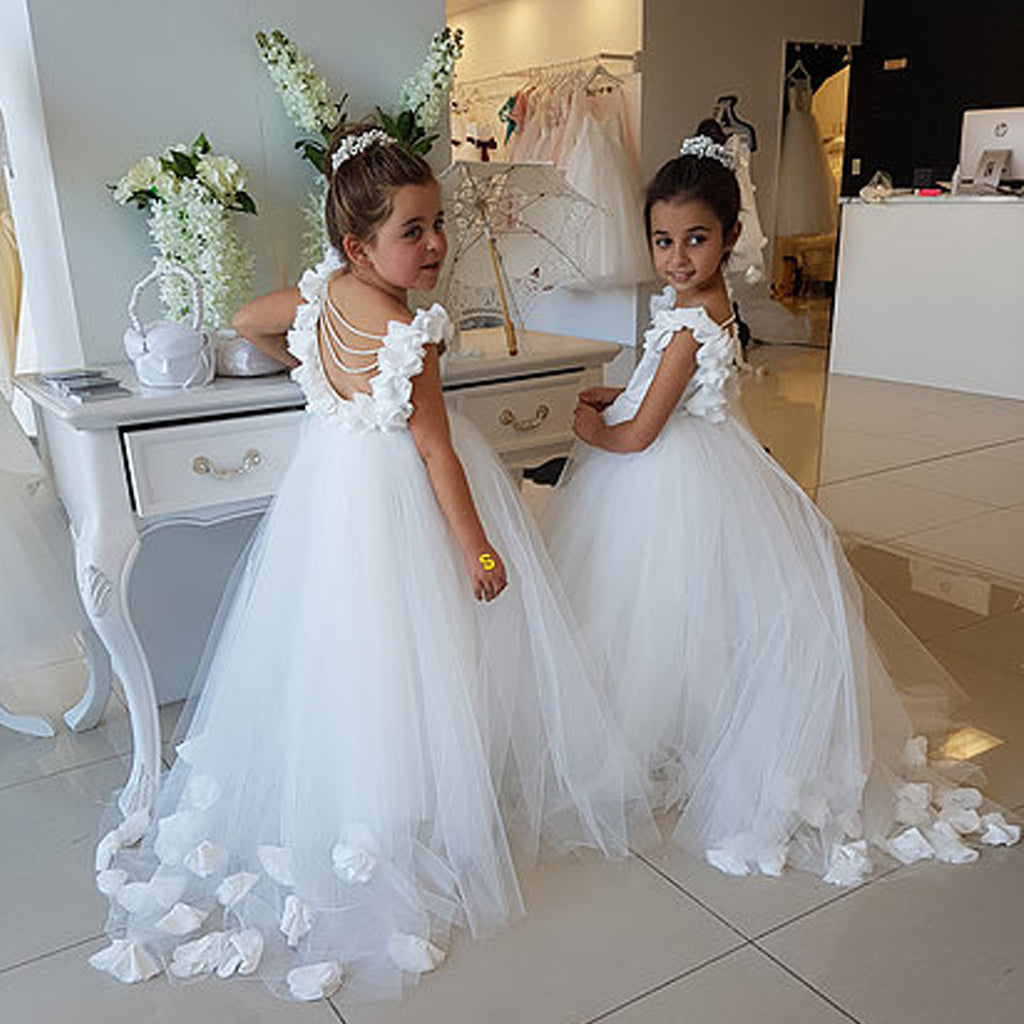 Girls Short Sleeve Sequin Princess Puffy Flower Party Wedding Dress|Girl  Dress Kids Ruffles Lace