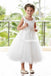 White Tulle Round Neckline Flower Girl Dresses, Applique Popular Little Girl Dresses, D994