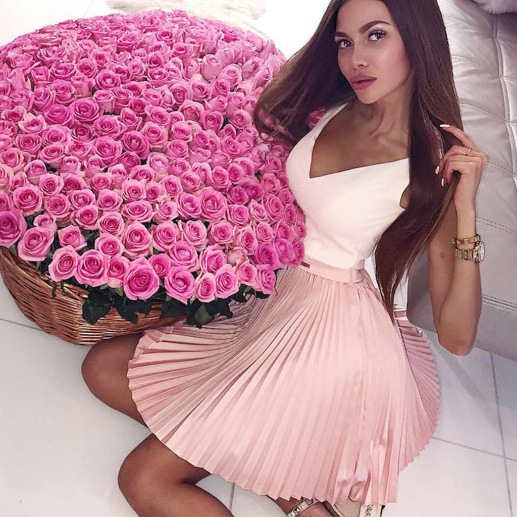 Newest V-Neck Pink Homecoming Dress, Applique Cheap A-Line Homecoming Dairy Bridal Newest V-Neck Pink Homecoming Dress, Applique Cheap A-Line Homecoming Dairy Bridal