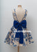 Royal Blue Lace A-Line Homecoming Dress, Sleeveless Tulle Sexy Backless Homecoming Dress, D1312