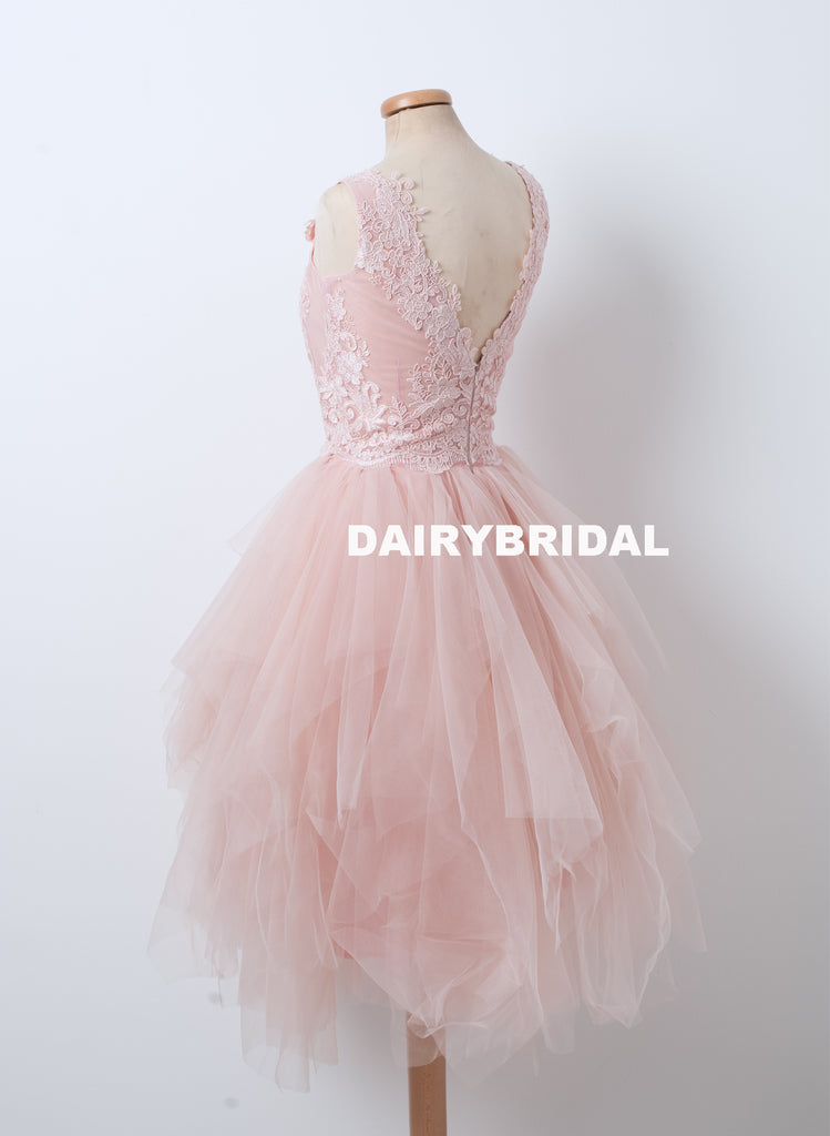 New Lace Top BacklessHomecoming Dress, Pink Tulle A-line Homecoming Dr Dairy Bridal New Lace Top BacklessHomecoming Dress, Pink Tulle A-line Homecoming Dr Dairy Bridal