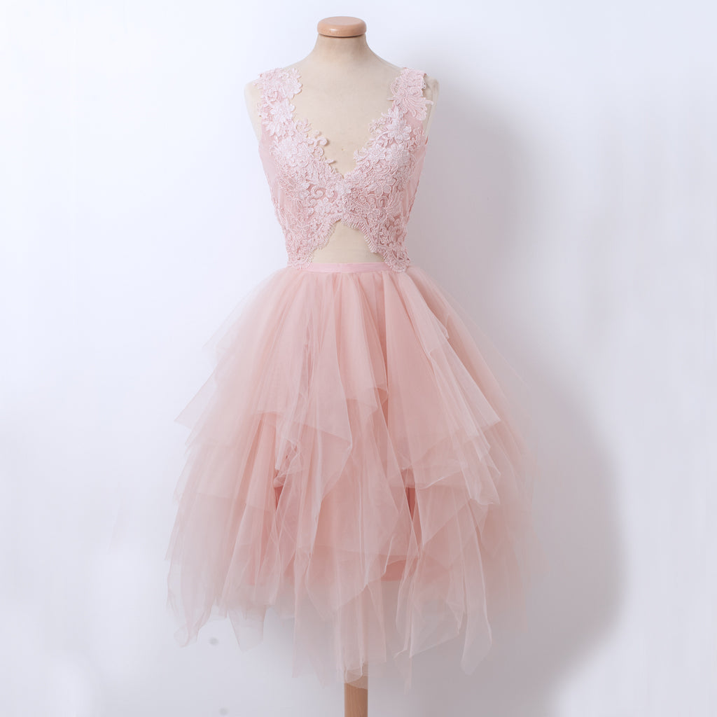 New Lace Top BacklessHomecoming Dress, Pink Tulle A-line Homecoming Dr Dairy Bridal New Lace Top BacklessHomecoming Dress, Pink Tulle A-line Homecoming Dr Dairy Bridal