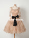 Charming Lace A-Line Homecoming Dress, Short Sleeve Tulle Homecoming Dress, D1320