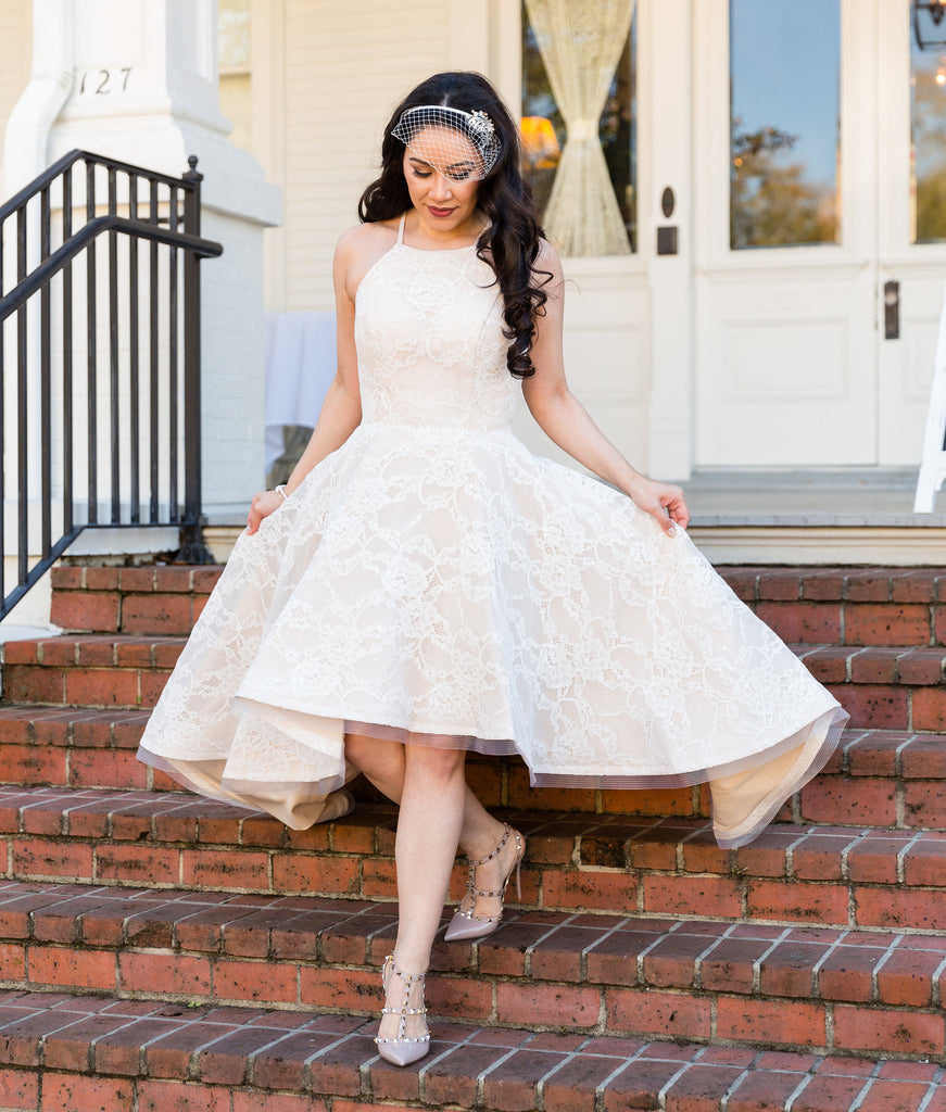 Unique High-Low Sleeveless Homecoming Dress, Charming Lace A-Line Home Dairy Bridal Unique High-Low Sleeveless Homecoming Dress, Charming Lace A-Line Home Dairy Bridal