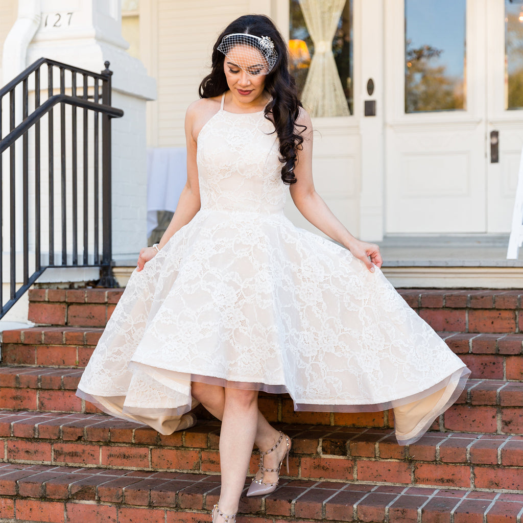 Unique High-Low Sleeveless Homecoming Dress, Charming Lace A-Line Home Dairy Bridal Unique High-Low Sleeveless Homecoming Dress, Charming Lace A-Line Home Dairy Bridal