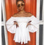 White Off Shoulder A-Line Homecoming Dress, Backless Long Sleeve Homecoming Dress, D1528