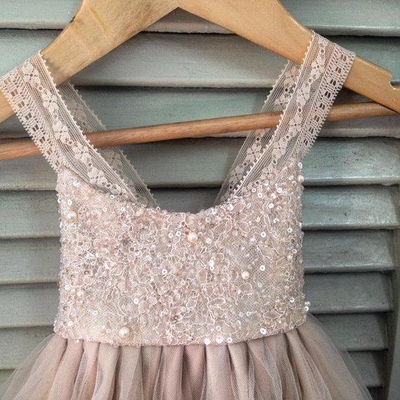 Strap Beaded Sequin Top Tulle A-line Flower Girl Dresses, Lovely Little girl Dresses, FG066 Strap Beaded Sequin Top Tulle A-line Flower Girl Dresses, Lovely Little girl Dresses, FG066