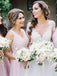 Pink Mismatched A-Line Bridesmaid Dress, Elegant Chiffon Bridesmaid Dress, D949