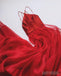 Red A-Line Organza Spaghetti Straps Backless Slit Prom Dresses, FC2156