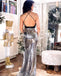 Sparkly Sequin Mermaid Backless Jersey Deep V-neck Prom Dress, FC2213
