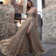 Spaghetti Straps Gold Lace A-line Backless Tulle Prom Dresses, FC2339