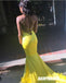 Yellow Mermaid Charming Jersey Backless V-neck Prom Dresses, FC2420