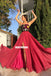 Charming A-Line Lace Backless Slit Chiffon Long Prom Dresses, FC2423