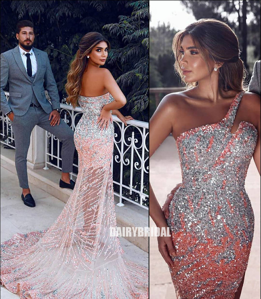 Mermaid Sparkly Silver Sequin Backless V-Neck Spaghetti Straps Prom Dr –  Dairy Bridal