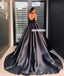Black Satin Sweetheart A-line Backless Applique Stunning Prom Dresses, FC4197