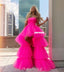 Stunning A-line Tulle High-low Backless Straight Neckline Prom Dresses, FC4360