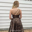 A-line One Shoulder Backless Beaded Slit Leopard Print Unique Prom Dresses, FC4562