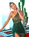 Sexy mermaid Side Slit One-shoulder Sequin Prom Dresses, FC5374