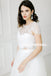 Vintage Two Pieces Cap Sleeve Lace Top White Lace Long A-Line Tulle Backless Wedding Dresses, D840