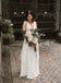 Simple A-Line Chiffon V-Neck Lace Backless Beach Wedding Dresses, FC1648