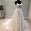 Cheap Spaghetti Straps Tulle Wedding Dress, Vintage A-Line Backless Apllique Wedding Dress, D1085